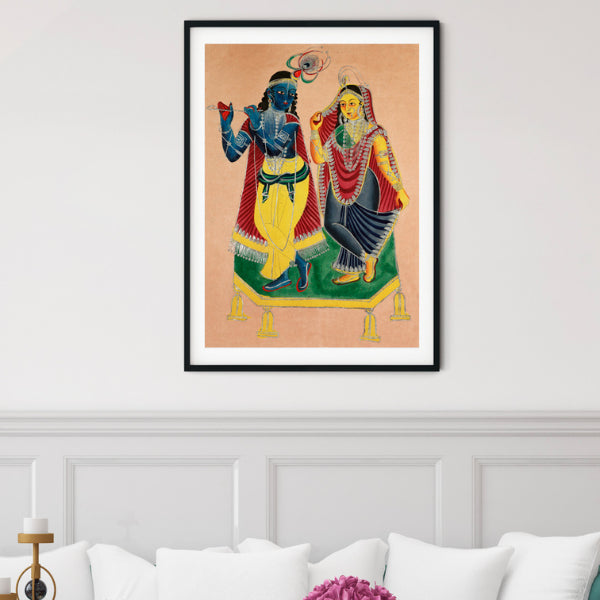 "Radha Krishna Kalighat Painting "