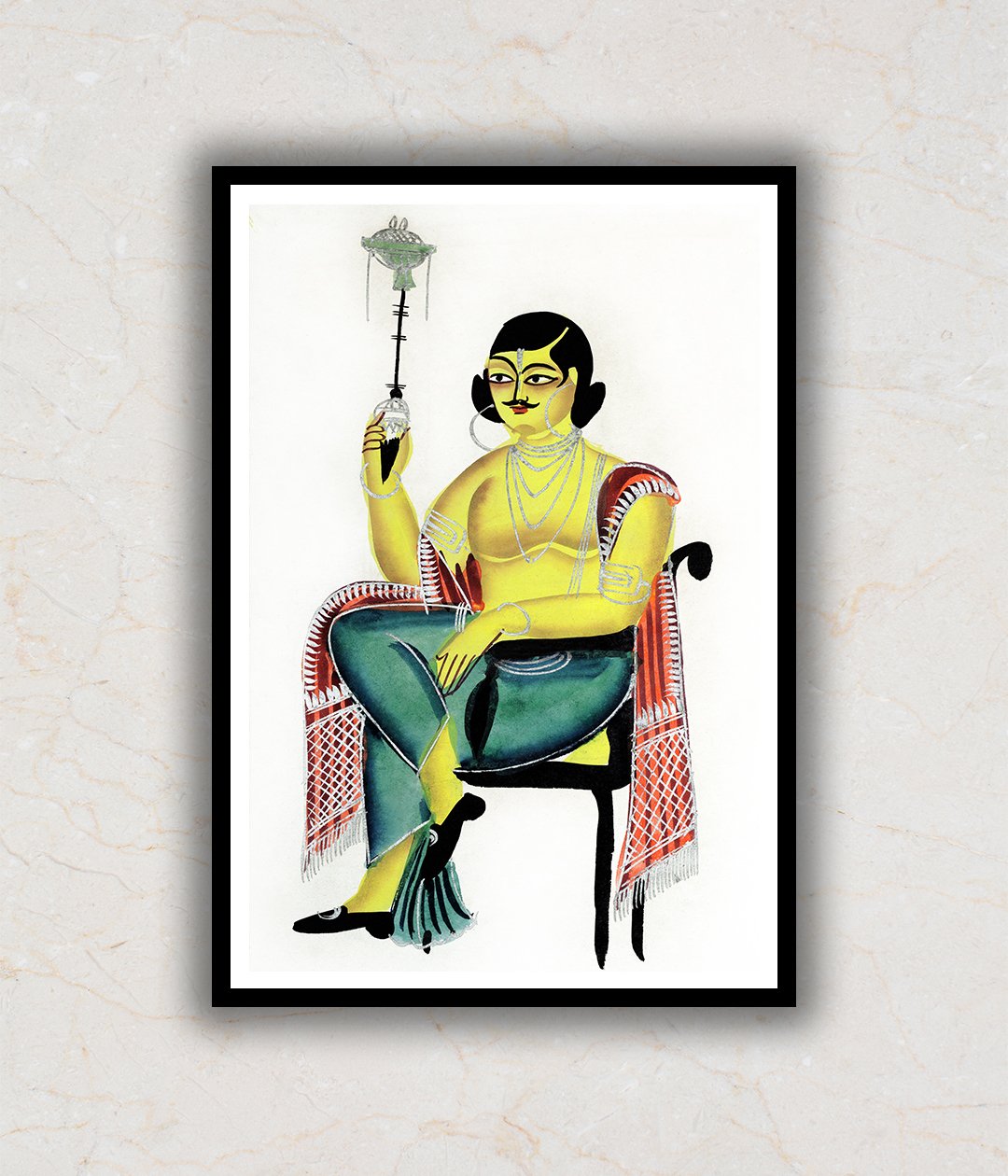 "English Babu Kalighat Art Painting For Home Wall Art Decor"