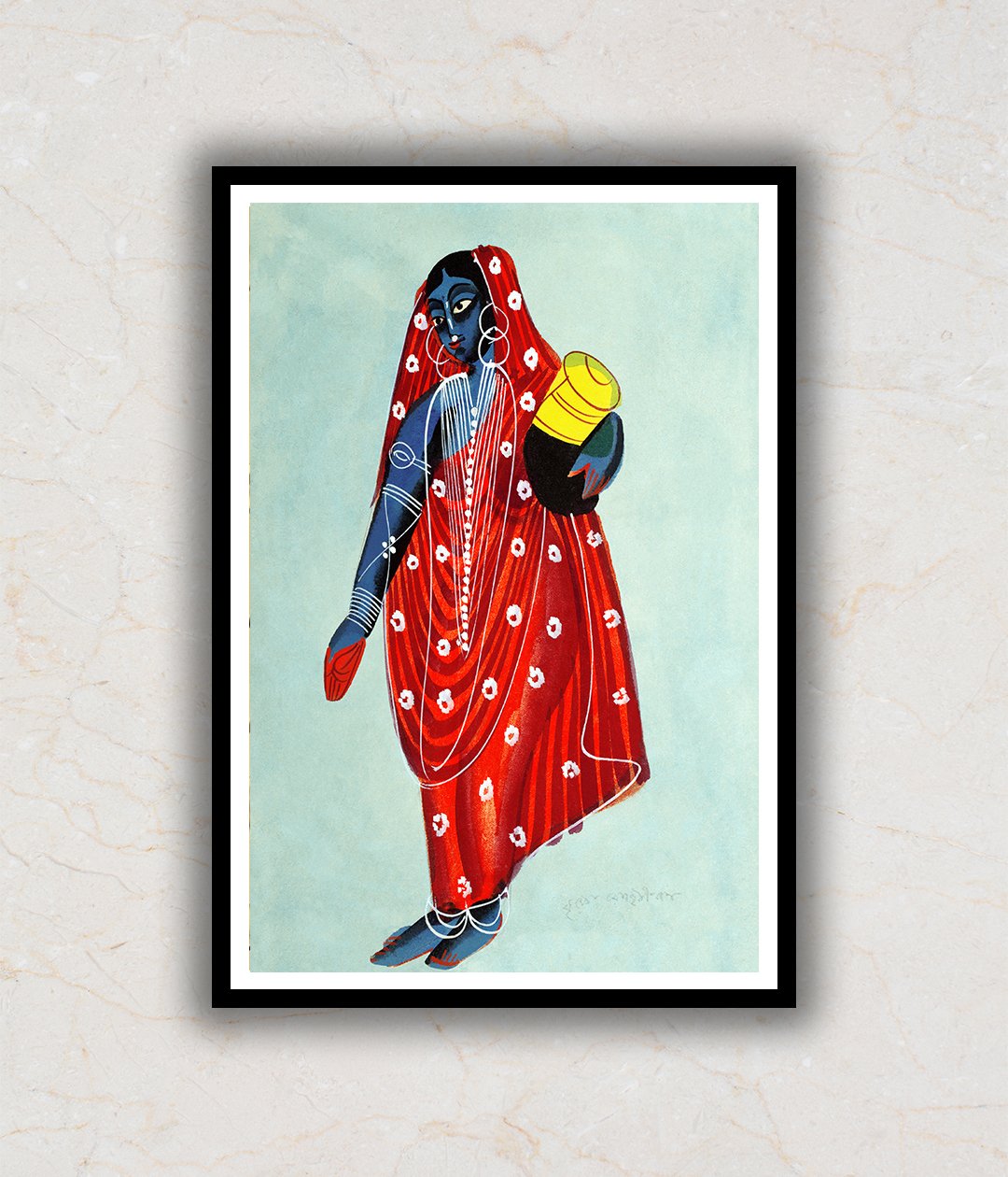"Mohini Carrying Amrit Kalighat Art Painting For Home Wall Art Decor"