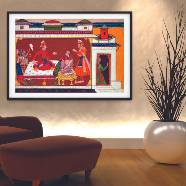 "The King's Welcome Tarditional Indian Art Painting For Home Wall Art Decor"