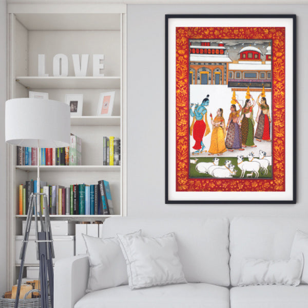 "Krishna Leela Rajasthani Painting Art Painting For Home Wall Art Decor"