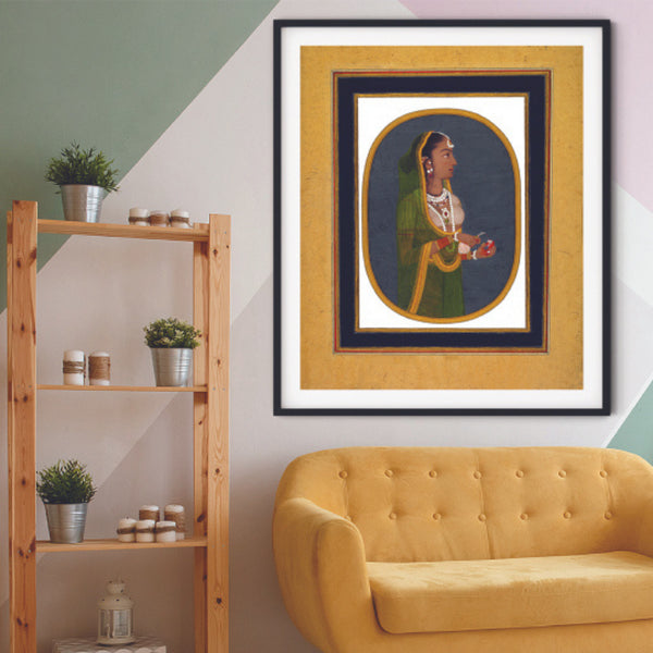 "An Amicable Hostess Rajasthani Portrait Art Painting For Home Wall Art Decor"