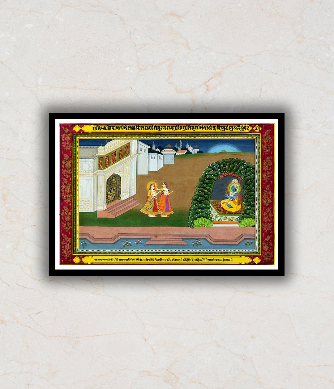 "Taking Radha to Krishna Classical Indian Art Painting For Home Wall Art Decor"