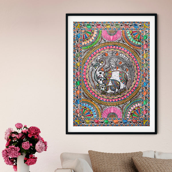 "Elephants Madhubani Painting 1"