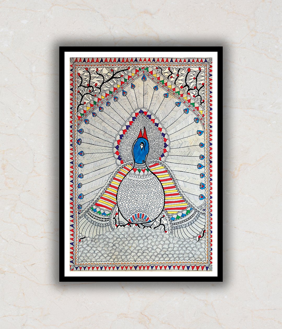 "Peacock Madhubani Art Painting For Home Wall Art Decor"