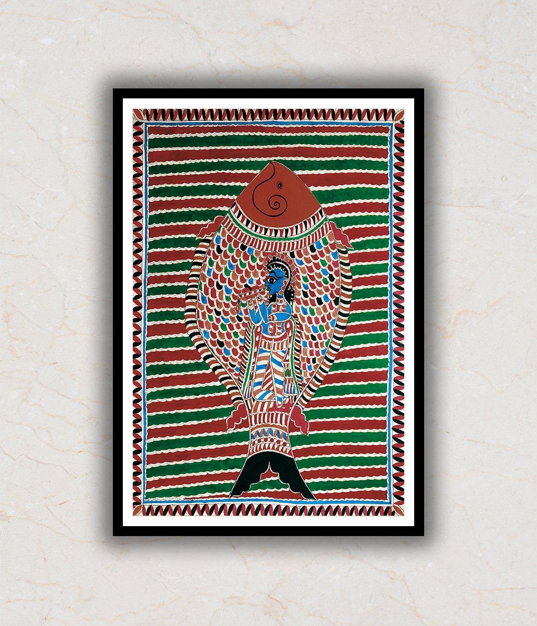 "Lord Krishna Madhubani Art Painting For Home Wall Art Decor"