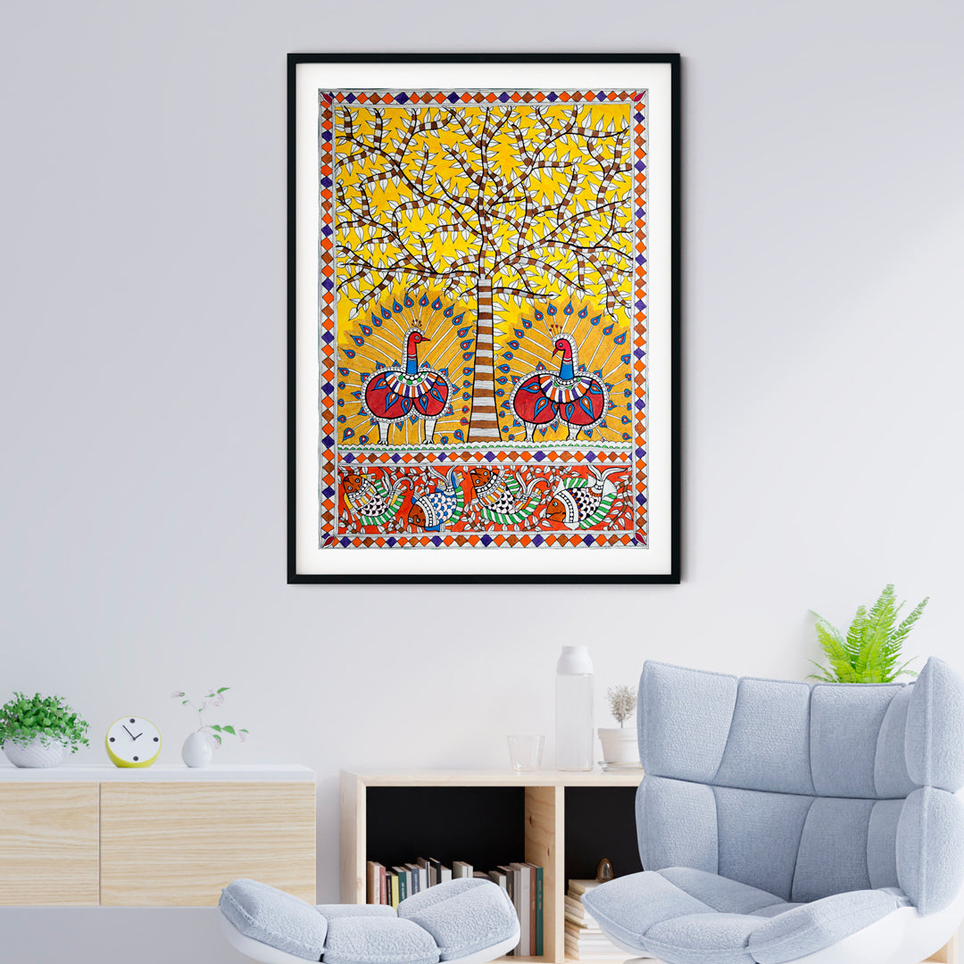 "Peacocks Madhubani Painting 1"