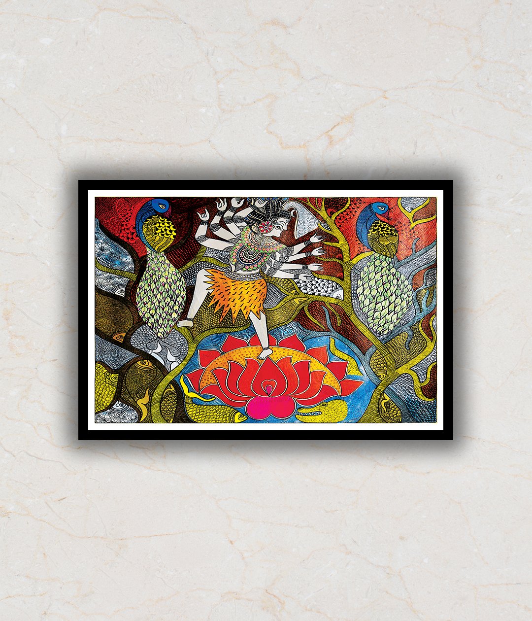 "Shiva Tandav Madhubani Art Painting For Home Wall Art Decor"