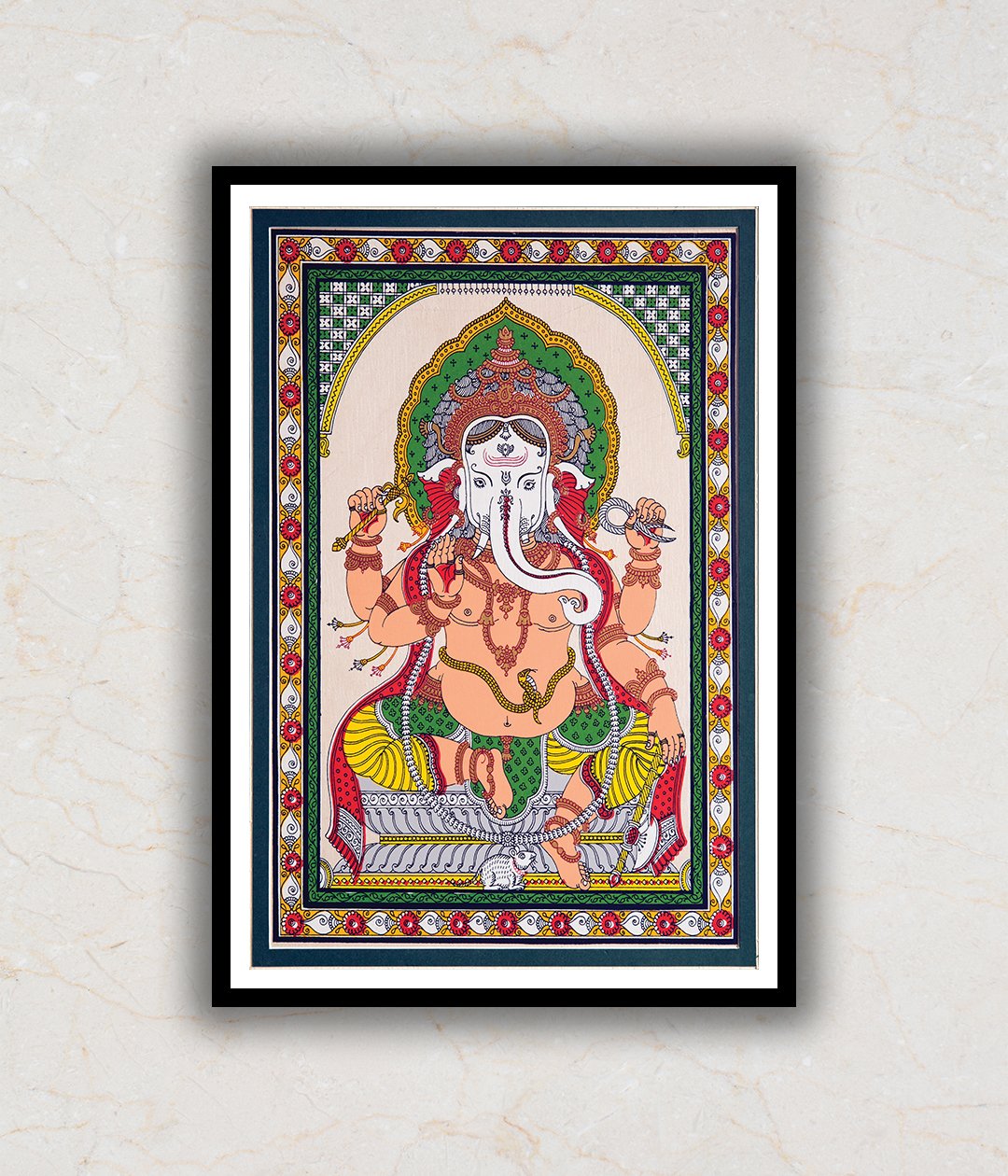"Blessings of Ganesh/Ganpati Pattachitra Art Painting For Home Wall Art Decor"