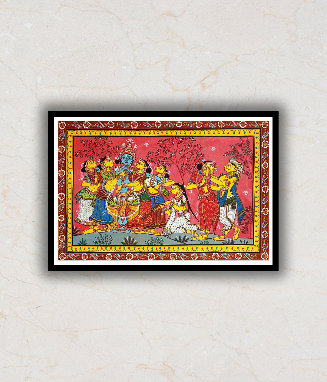 "Krishna Raas Leela Pattachitra Art Painting For Home Wall Art Decor"