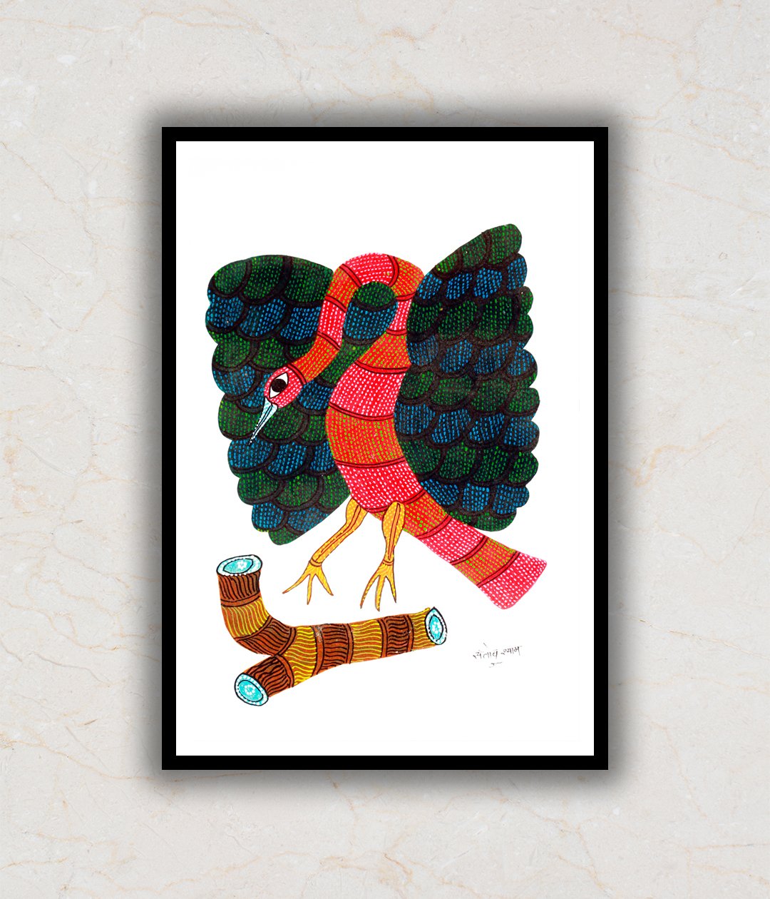 "Bird Gond Art Painting For Home Wall Art Decor"
