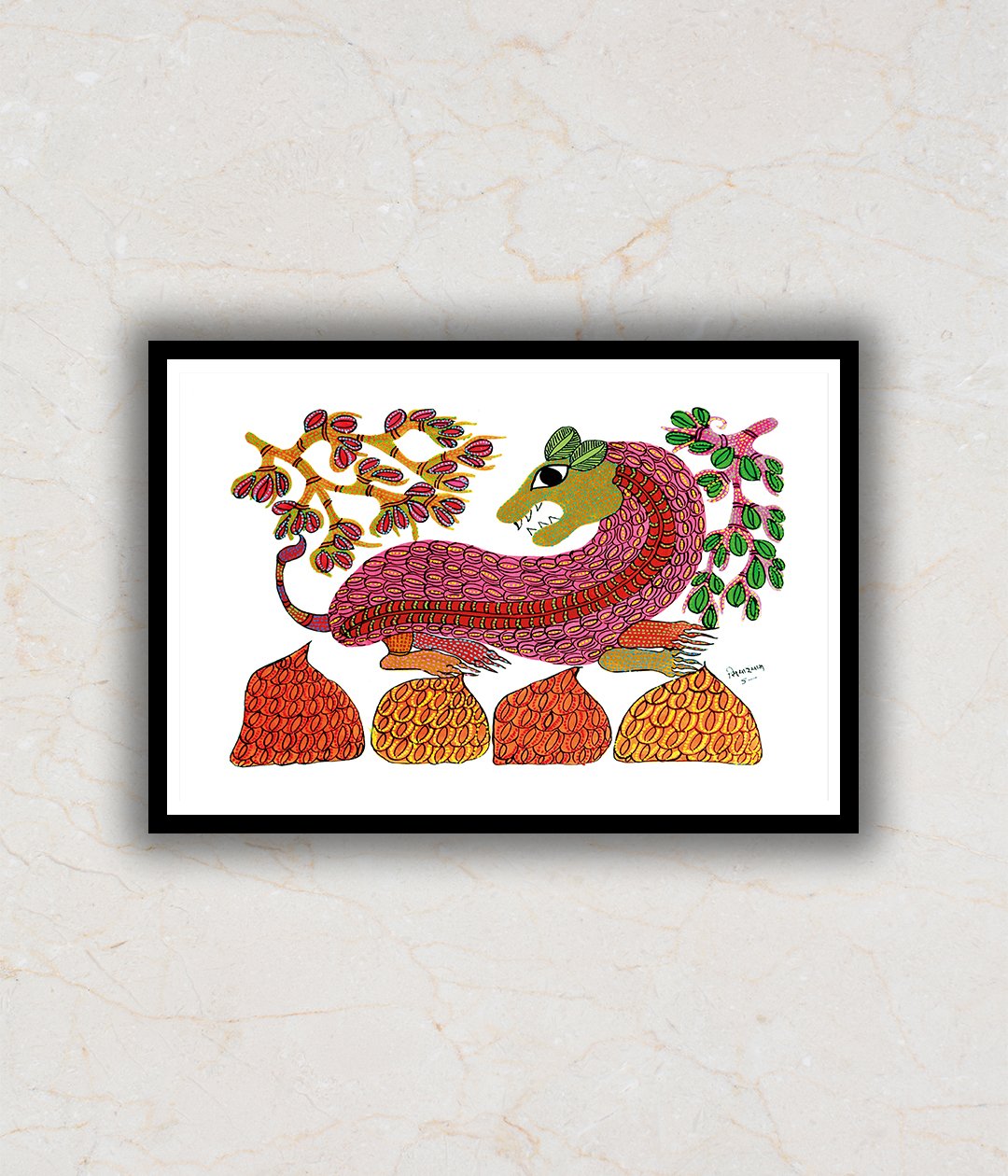 "Lion Gond Art Painting For Home Wall Art Decor"