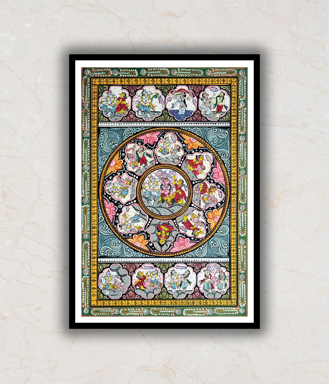 "Shri Ganesh/Ganpati Journey Pattachitra Artwork Art Painting For Home Wall Art Decor"