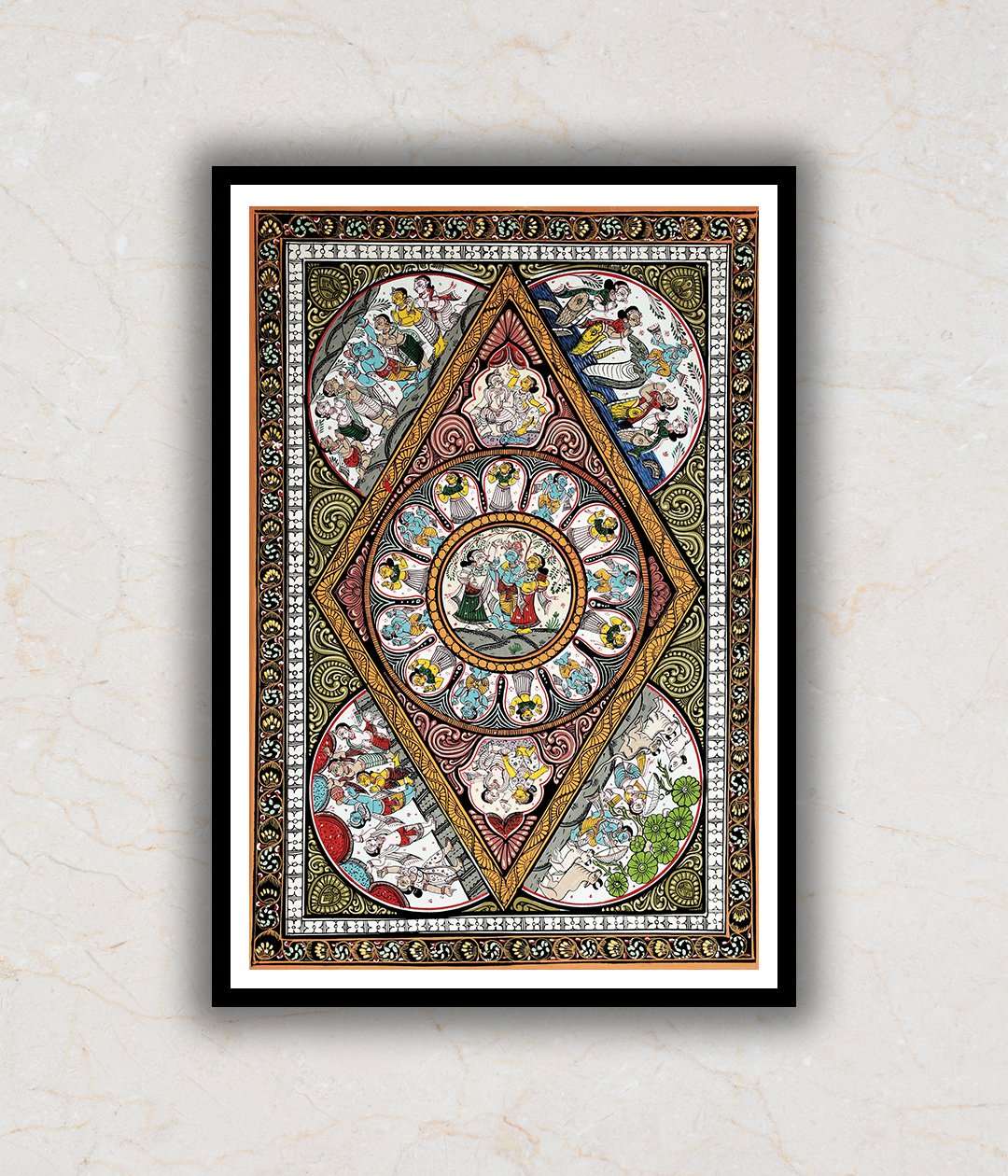 "Shri Krishna Journey Pattachitra Art Painting For Home Wall Art Decor"
