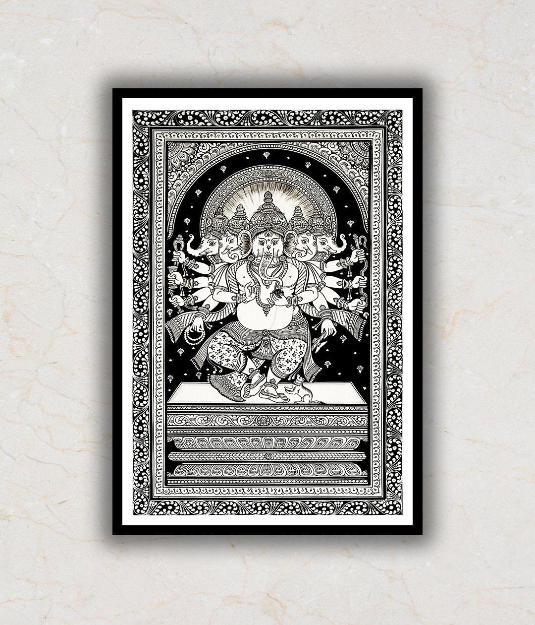 "Panchmukhi Shri Ganesh/Ganpati Artwork Pattachitra Art Painting For Home Wall Art Decor"