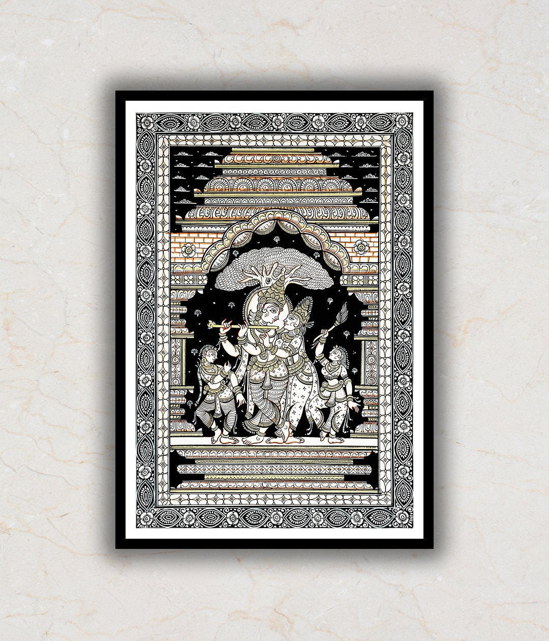 "Radhe-Krishna Darbar Pattachitra Art Painting For Home Wall Art Decor"