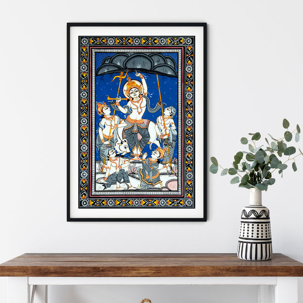 "Krishna Govardhan Pattachitra Painting 1"