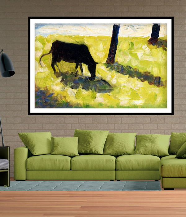 "Seurat famous Paintings - Black Cow in a Meadow 1"