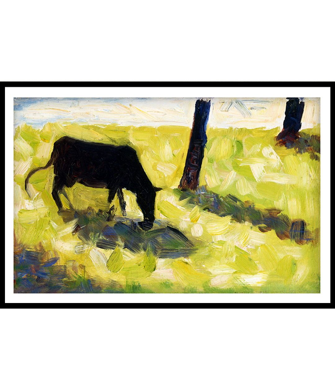 "Seurat famous Paintings - Black Cow in a Meadow"