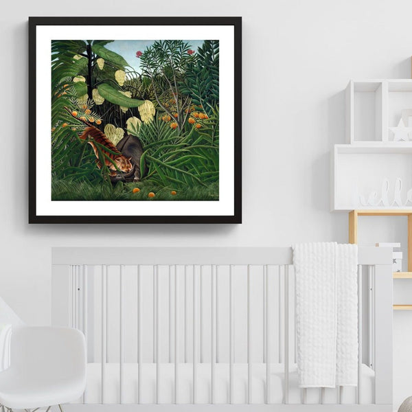 "henri rousseau painting - Fight between a Tiger and a Buffalo 1"
