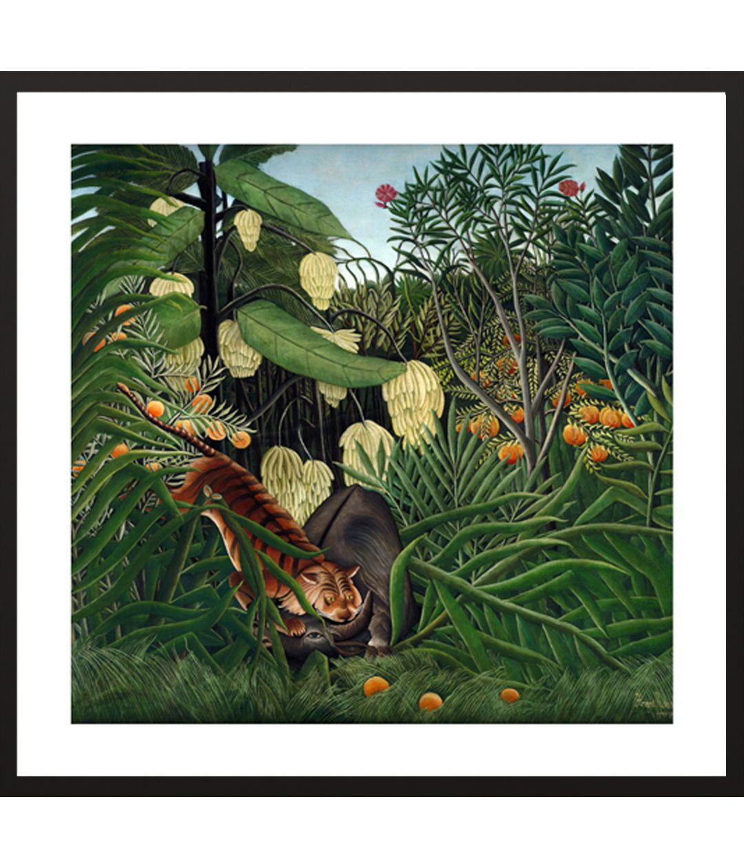 "henri rousseau painting - Fight between a Tiger and a Buffalo"