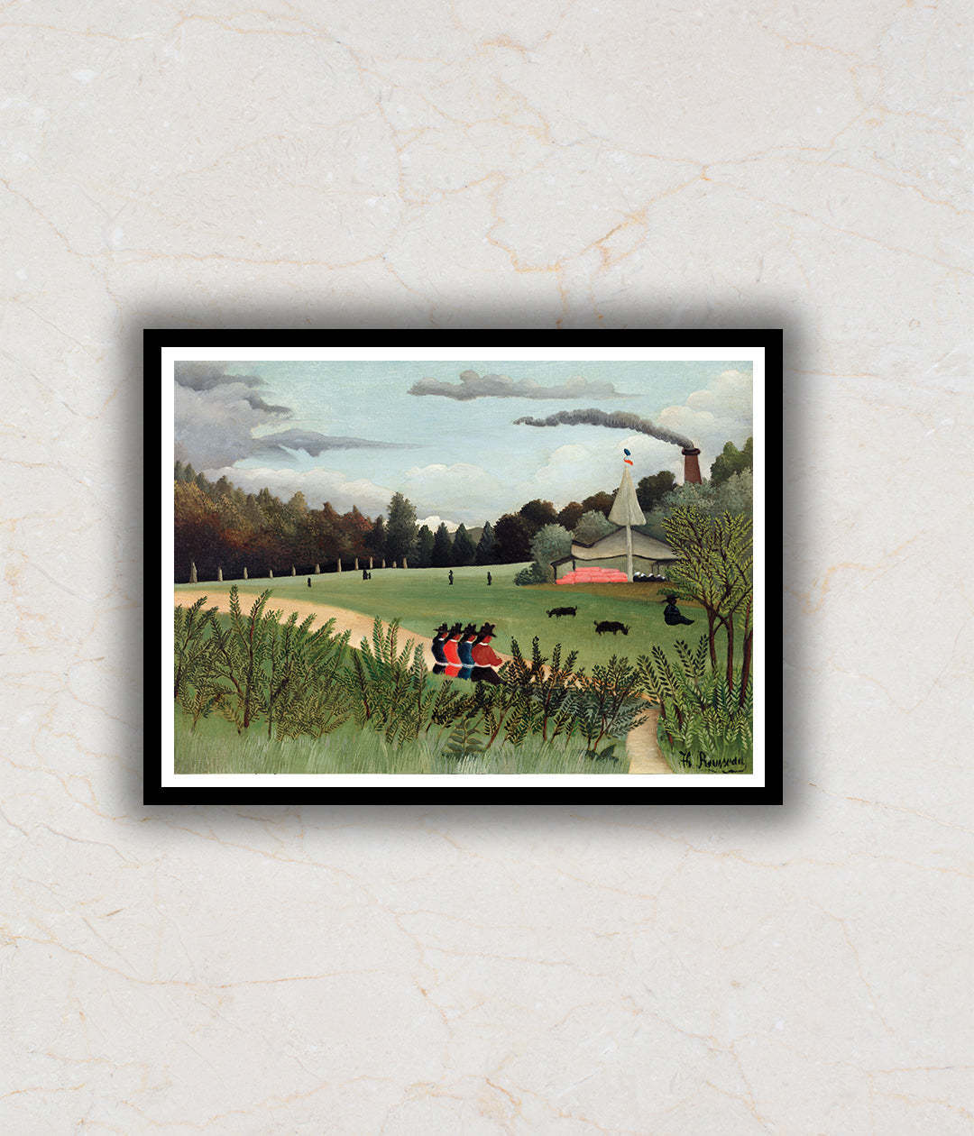 "Landscape and Four Young Girls"