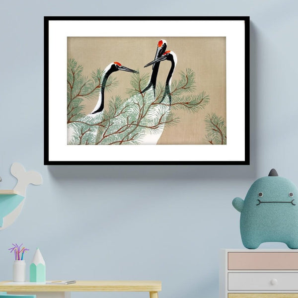 "kamisaka sekka painting Cranes from Momoyogusa 1"