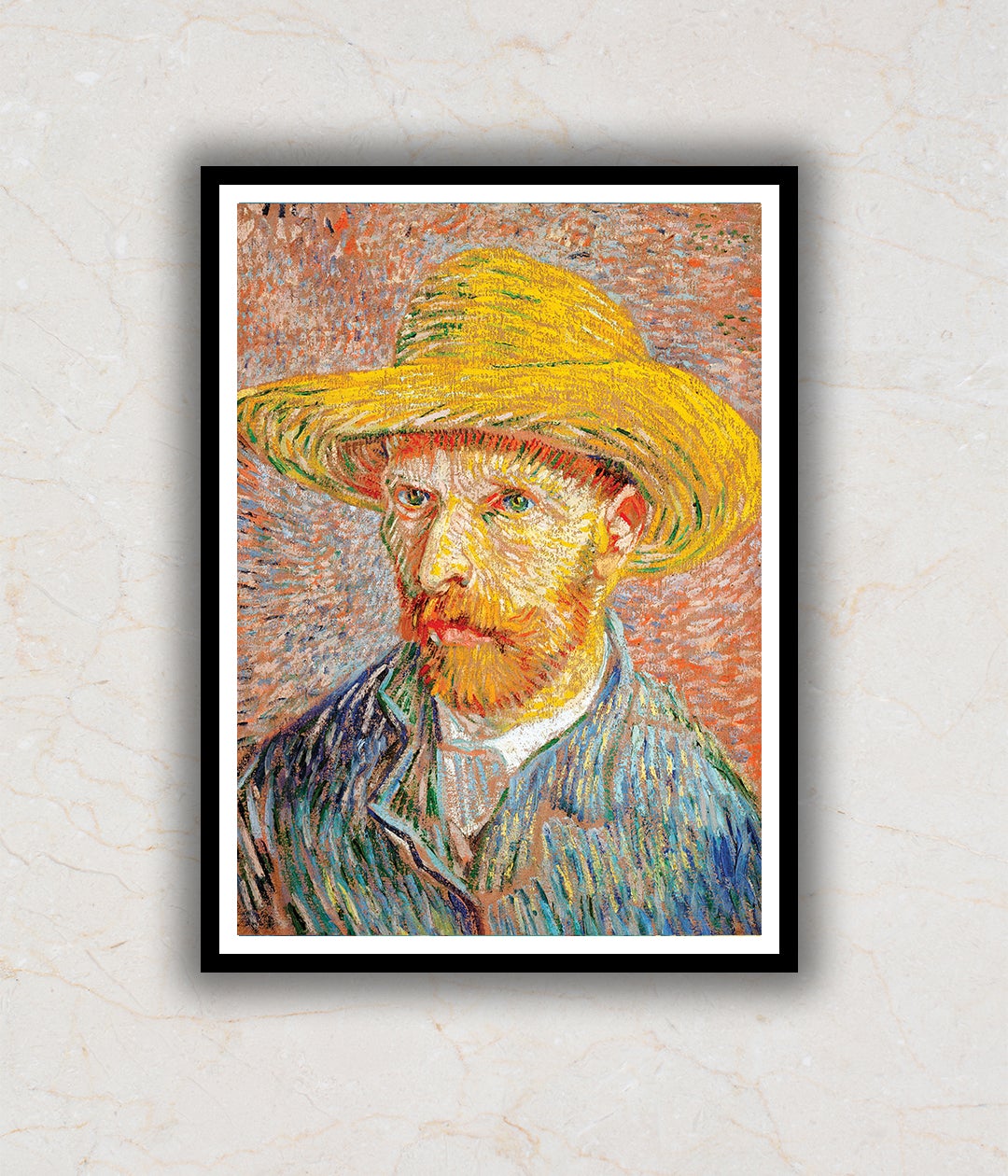 "Self-Portrait with a Straw Hat Vincent Van Gogh Painting"