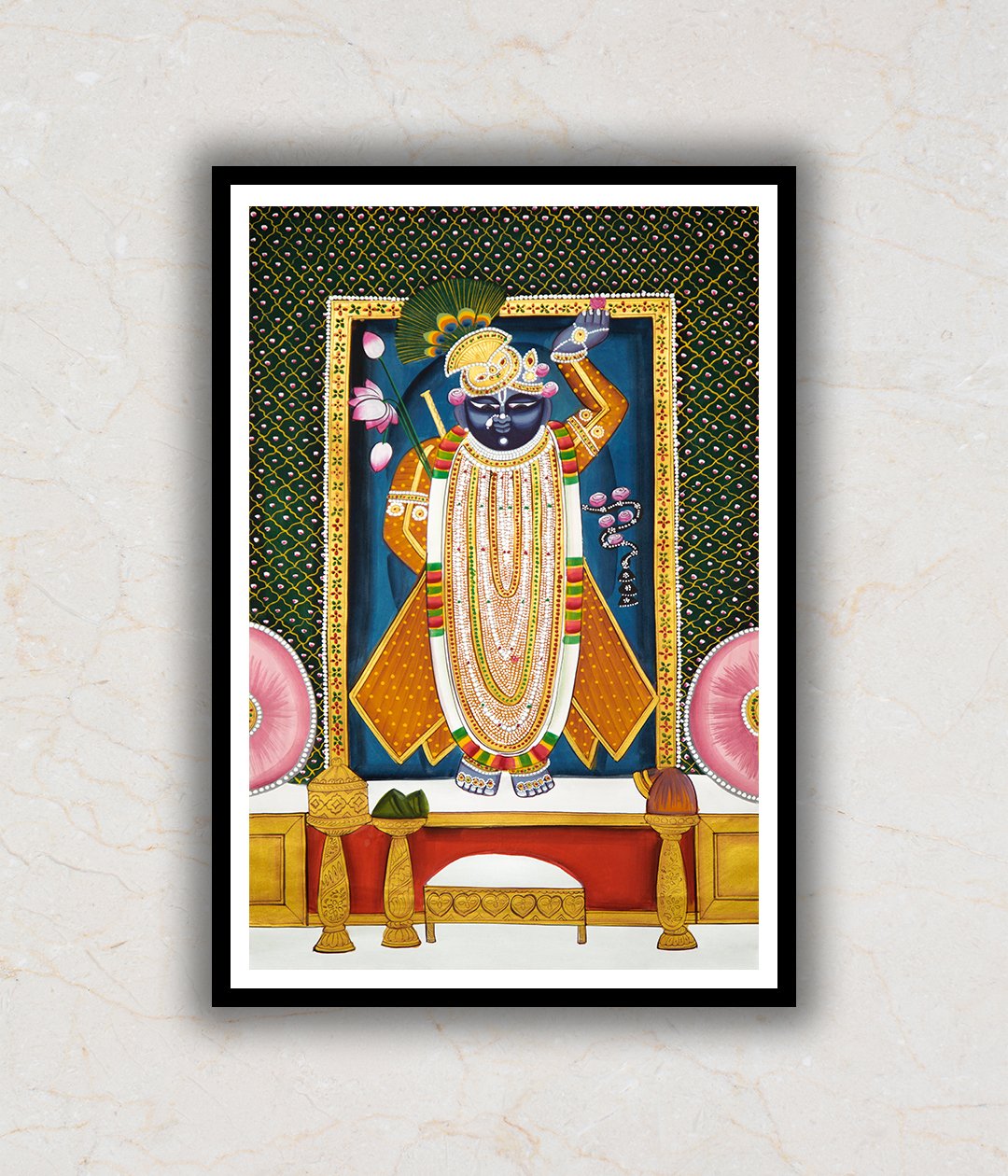 "Shrinath Ji (Shri Krishna) Durbar Darshan Pichwai Art Painting For Home Wall Art Decor 2"