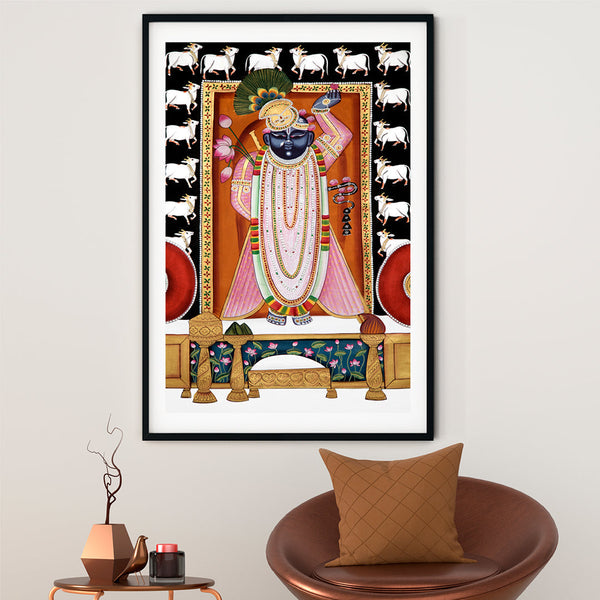 "Shrinath Ji (Shri Krishna) Durbar Darshan with Cows Pichwai Painting-1"