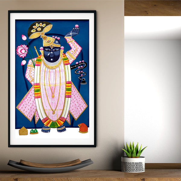 "Shrinath Ji (Shri Krishna) Darshan Pichwai Art Painting For Home Wall Art Decor 1"