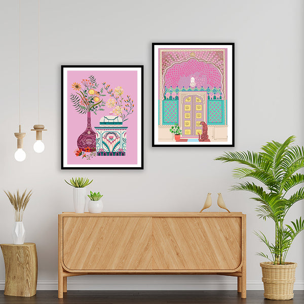 "Set Of 2 The Indian Gala illustration Art painting For Home wall Decor"