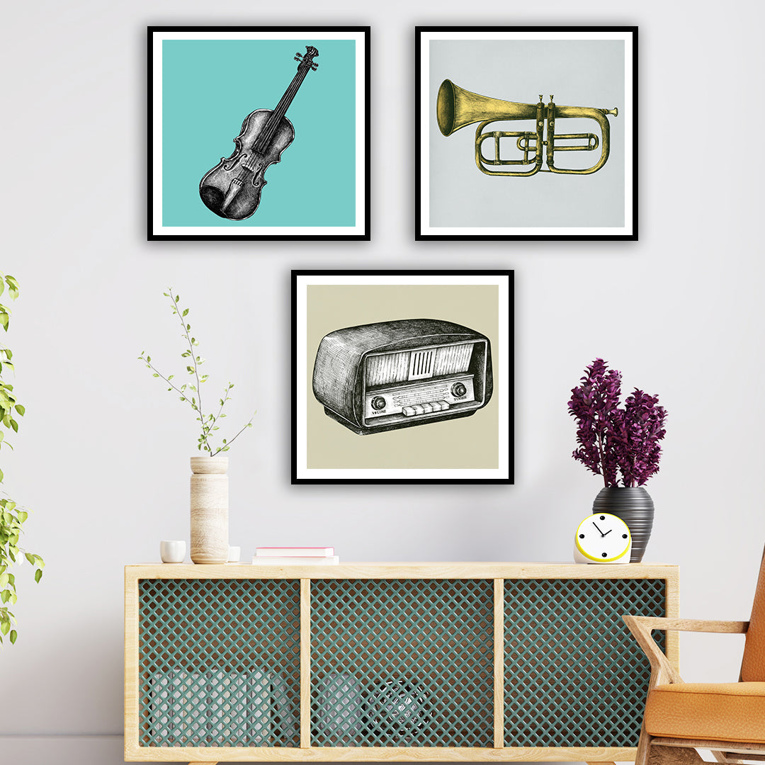 "Set of 3 The Classic Trio illustration Art painting For Home wall Decor"