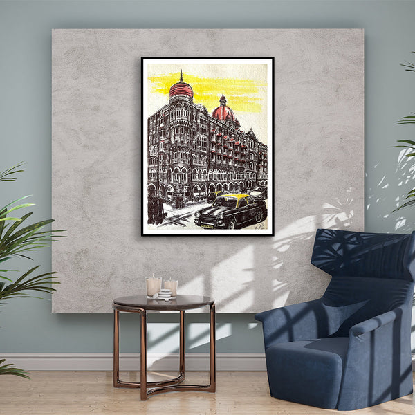 "The Taj Mahal Hotel Mumbai Paitning Artwork For Home Wall Decor"