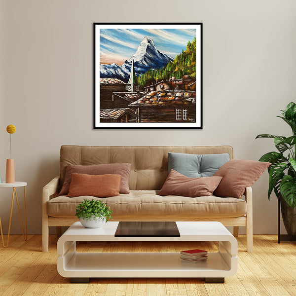 "Swiss Wonder Zermatt Peak Paitning Artwork For Home Wall Decor"