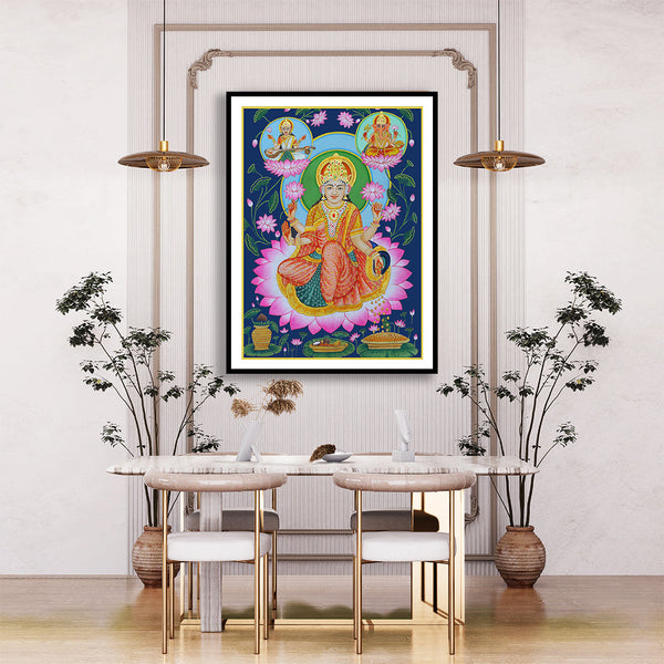 "Goddess Lakshmi Artwork Painting For Home Wall Decor"