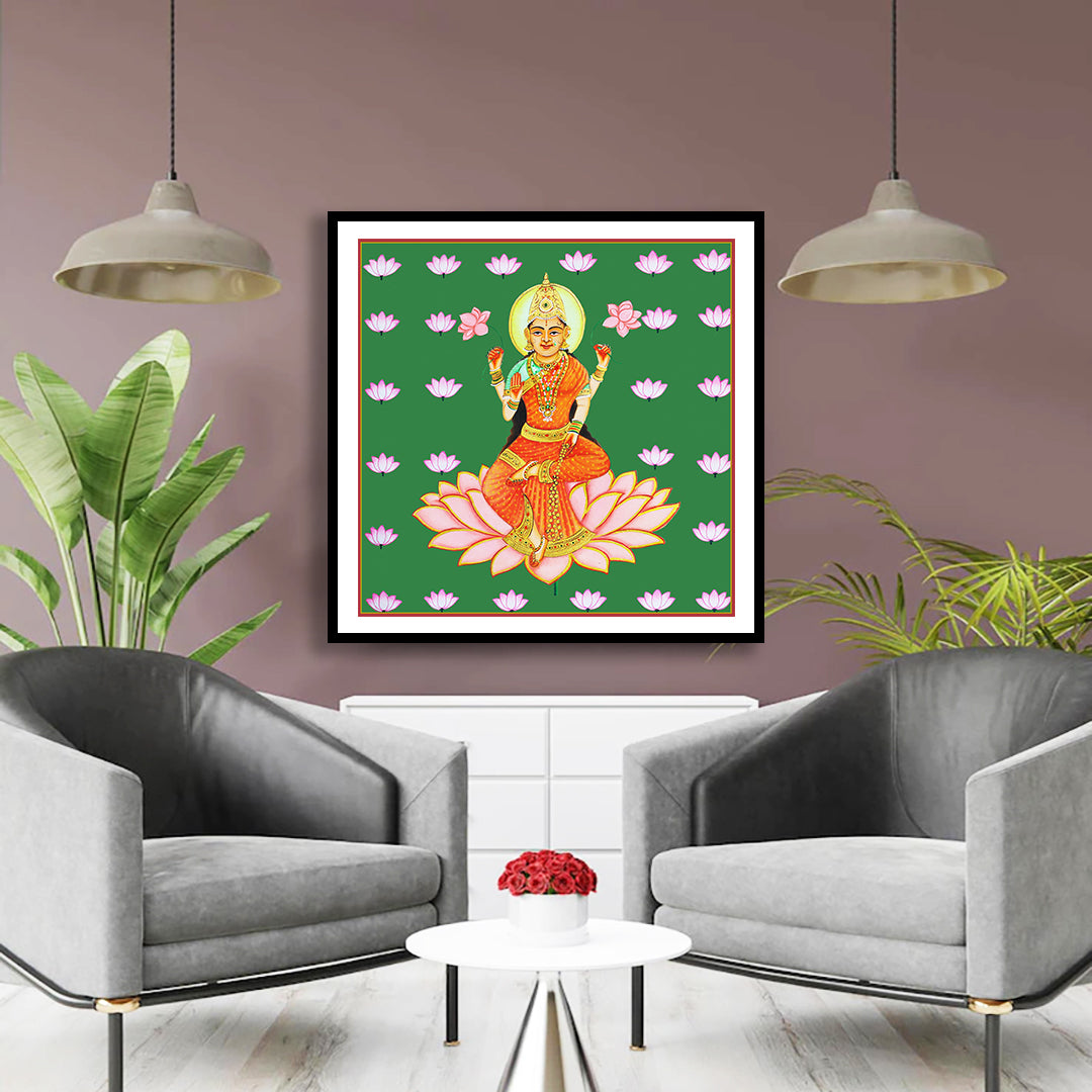 "Goddess Lakshmi Ji Artwork Painting For Home Wall Decor"