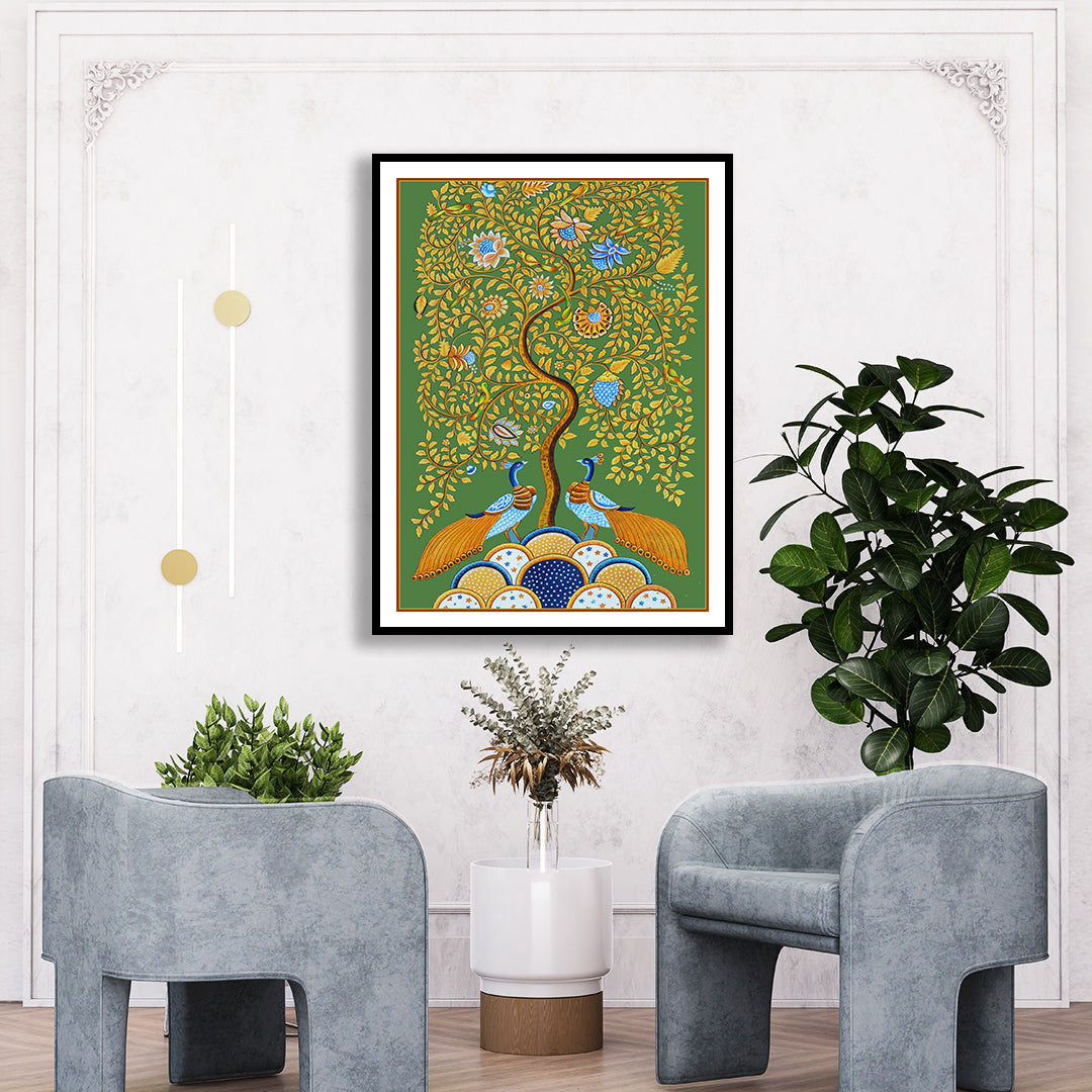 "The Tree of Glory Kalamkari Artwork Painting For Home Wall Decor"