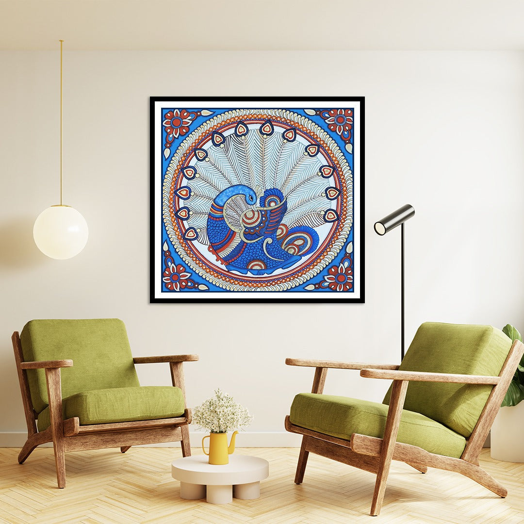 "Peacock Kalamkari Artwork Painting For Home Wall Decor"