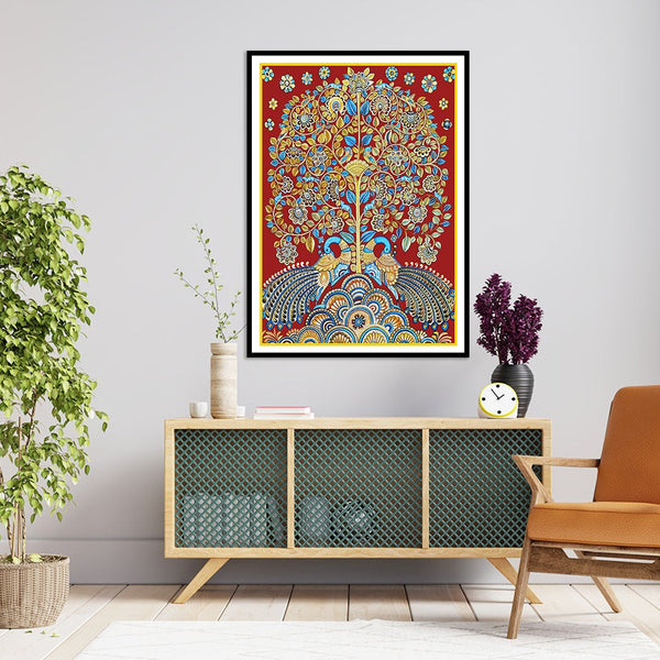 "Dusk of Royalty Kalamkari Artwork Painting For Home Wall Decor"