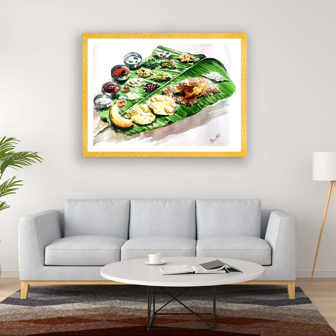 "Onam Sadya Artwork Painting by Bharath For Home Wall D•À__cor"