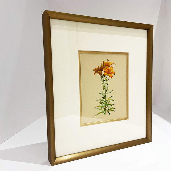 "Orange Lily Metal Framed Floral Artwork Painting"