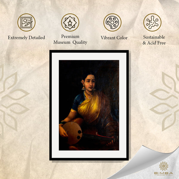 "Raja Ravi Varma Artwork Painting - Lady Playing The swarbat"