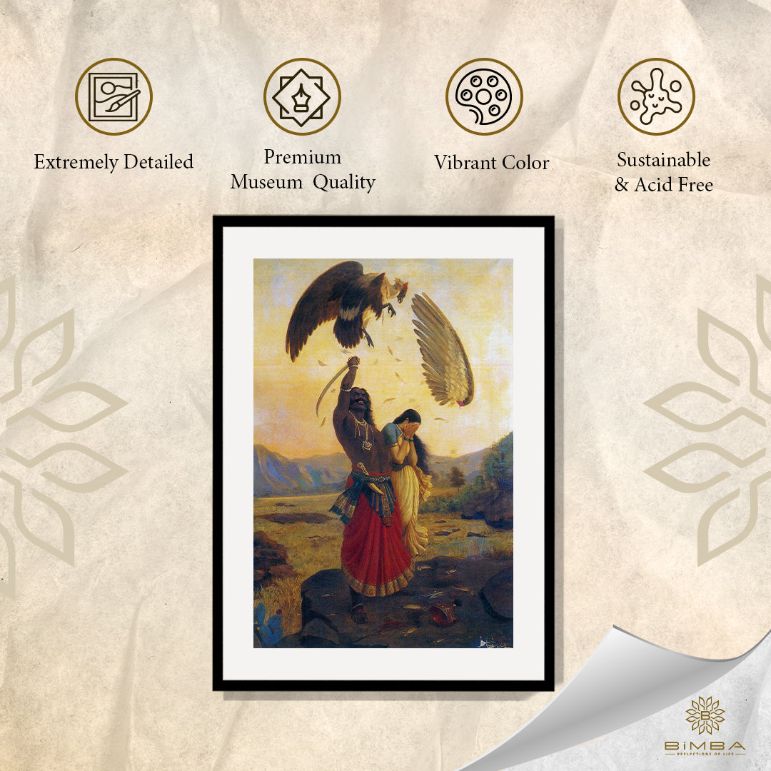 "Raja Ravi Varma Artwork Painting - Jatayu vadha, 1906"