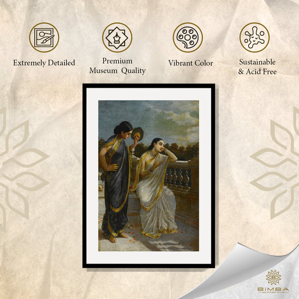 "Raja Ravi Varma Artwork Painting - Ladies in the moonlight"