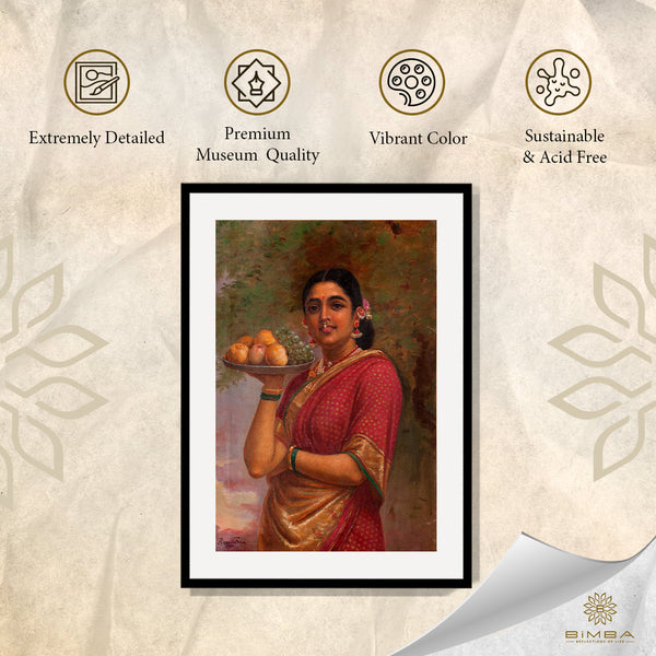 "Raja Ravi Varma Artwork Painting - Lady with fruit-tray"