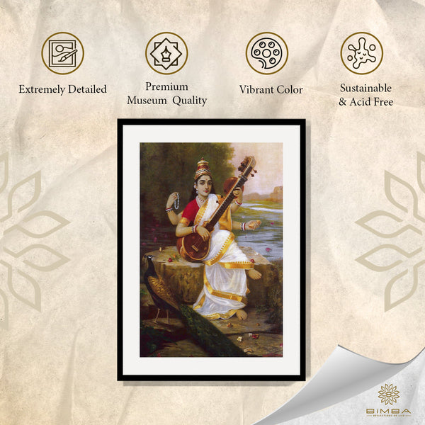 "Raja Ravi Varma Artwork Painting - Saraswati"