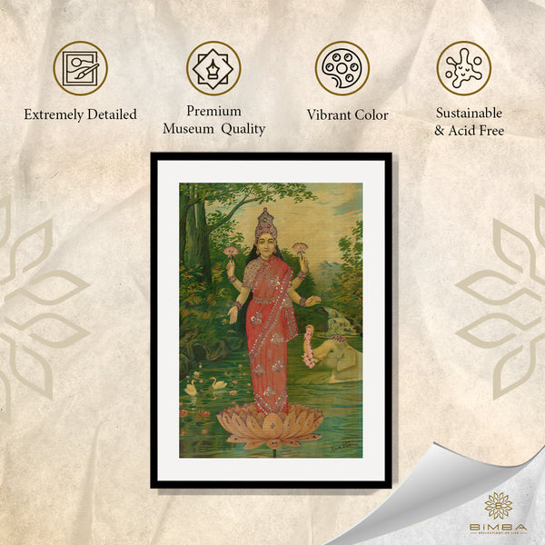 "Raja Ravi Varma Artwork Painting - Lakshmi Embellished"