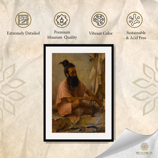 "Raja Ravi Varma Artwork Painting - Vishvamitra, an ancient Hindu sage, in deep meditation"