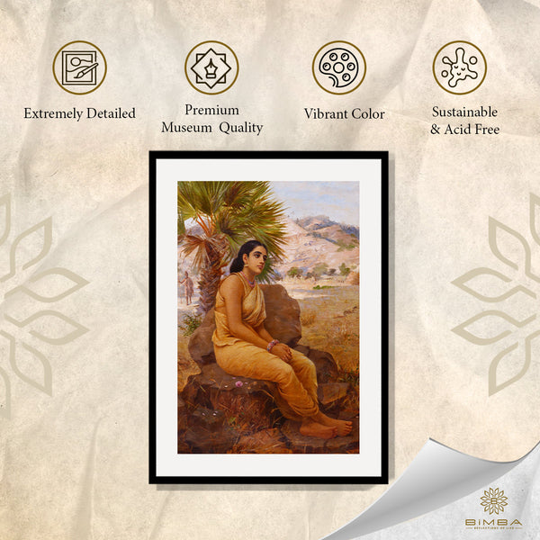 "Raja Ravi Varma Artwork Painting - Shakuntala lost in thoughts"